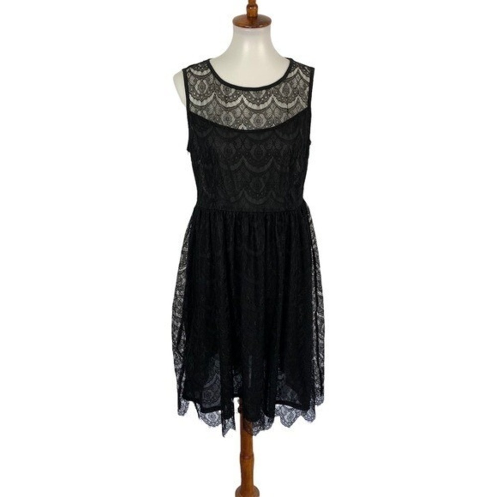 Acevog Lace Dress Large Black Sleeveless Gothic Vintage Party Cocktail